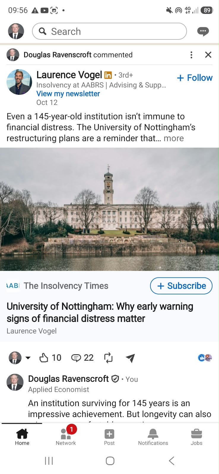 LinkedIn reply from Laurence Vogel agreeing with the comment on continuing regardless when things are not working.
